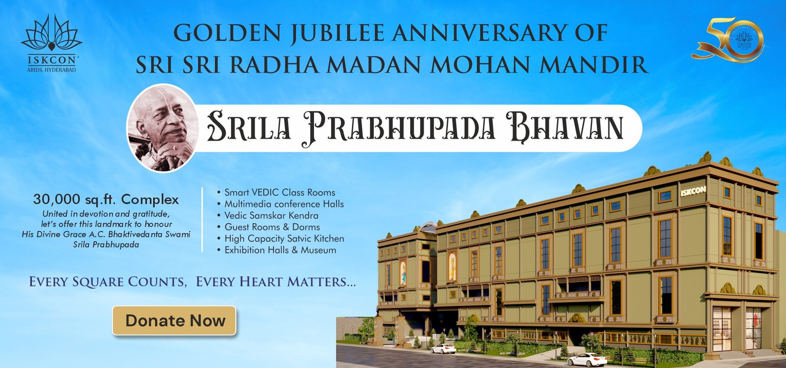 ISKCON Abids New Buidling donation_Website banner